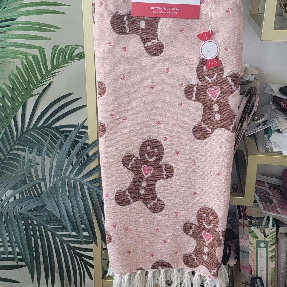 Two Left! - NWT Peppermint Square Gingerbread Blanket